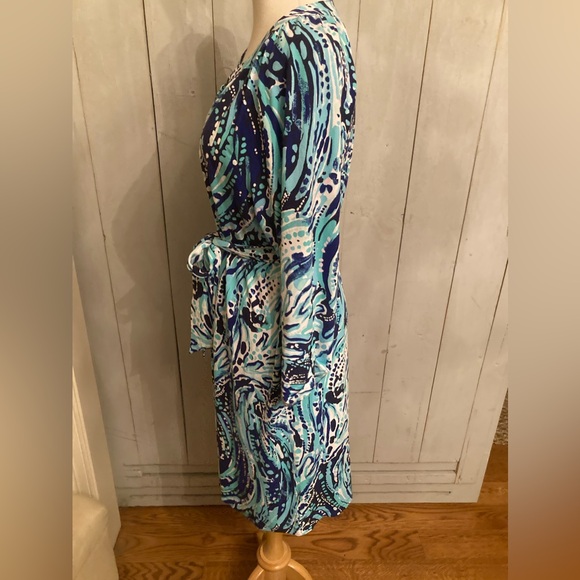 Lilly Pulitzer Bailor Dress Women Crash the Bash Button-Up Stretch V-neck Sz-XL - Picture 9 of 13